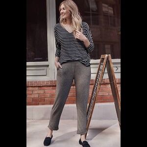 J Jill Cuffed Joggers XL Taupe Lounge Pockets Lagenlook Boho Pull On Lightweight